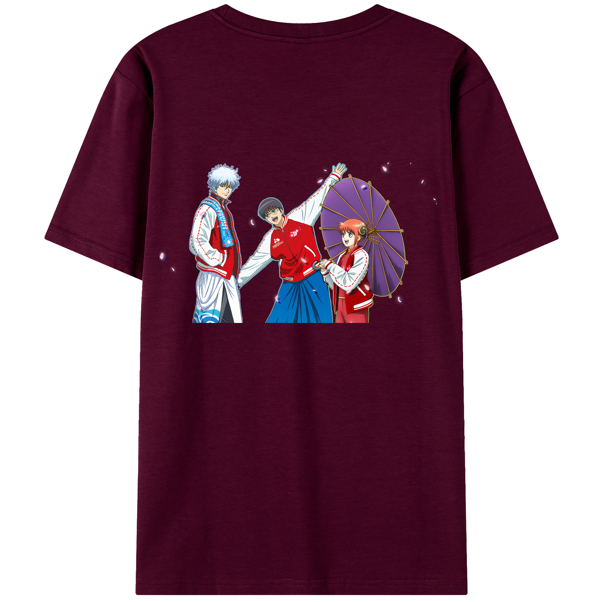 （画像用） ぎんたま 坂田銀時（さかたぎんとき） 神楽 志村新八（しむら しんぱち） GINTAMA Sakata Gintoki Kagura Shimura Shinpachi レディース半袖Tシャツ(バックプリント)